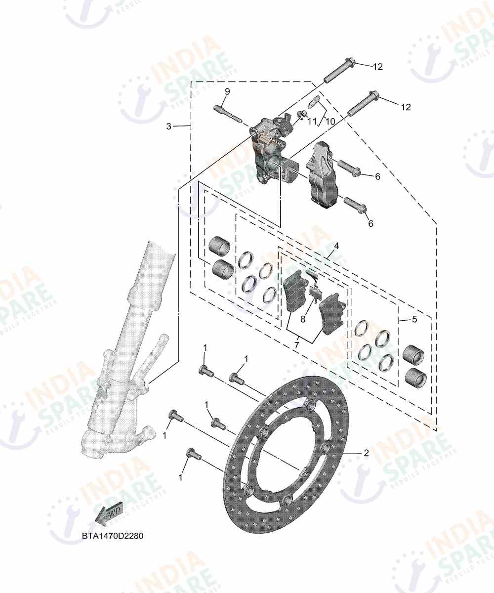 YAMAHA BTA1 R2 200CC Series FRONT BRAKE CALIPER
